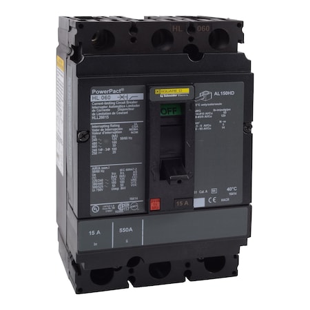 Molded Case Circuit Breaker, POWERPACT H Series, 15A, 2 Pole, 600V AC, 125kA at 240V AC MPN:HLL26015