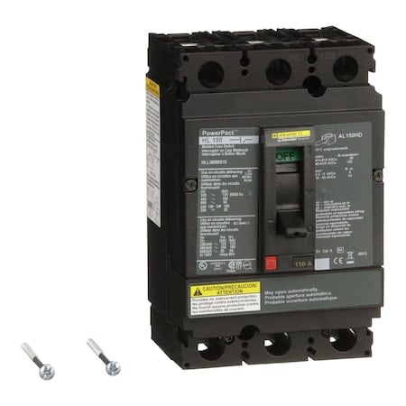 Molded Case Circuit Breaker, POWERPACT H Series, 150A, 3 Pole, 600V AC, 125kA at 240V AC MPN:HLL36000S15