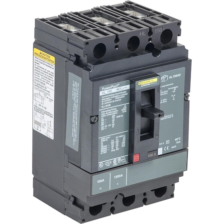 Molded Case Circuit Breaker, POWERPACT H Series, 90A, 3 Pole, 600V AC, 125kA at 240V AC MPN:HLL36090