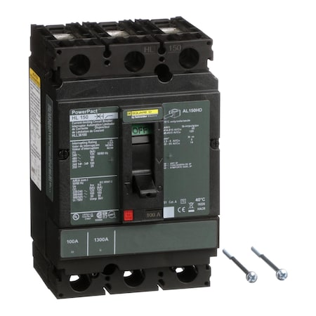 Molded Case Circuit Breaker, POWERPACT H Series, 100A, 3 Pole, 600V AC, 125kA at 240V AC MPN:HLL36100