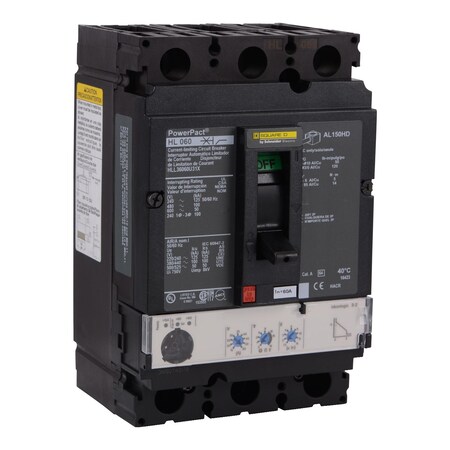Molded Case Circuit Breaker, POWERPACT H Series, 100A, 3 Pole, 600V AC, 125kA at 240V AC MPN:HLL36100U31X