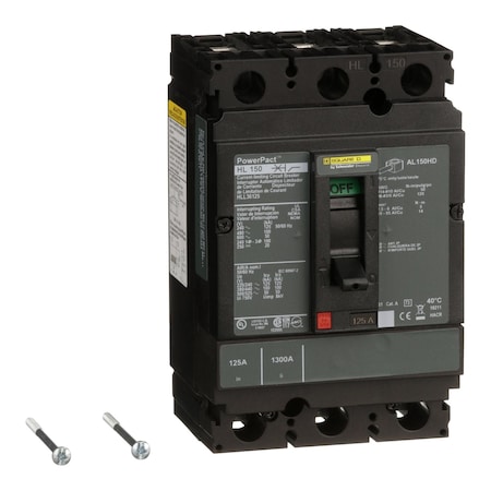 Molded Case Circuit Breaker, POWERPACT H Series, 125A, 3 Pole, 600V AC, 125kA at 240V AC MPN:HLL36125
