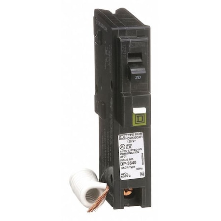 Miniature Circuit Breaker, HOMELINE Series, 20A, 1 Pole, 120V AC, 10kA at 120V AC MPN:HOM120CAFI