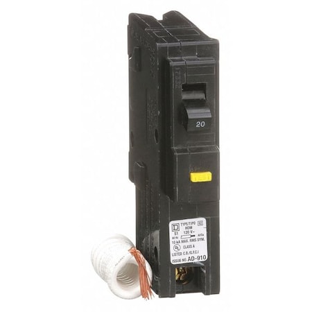 Miniature Circuit Breaker, HOMELINE Series, 20A, 1 Pole, 120V AC, 10kA at 120V AC, A Curve MPN:HOM120GFI