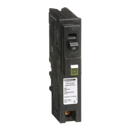 Miniature Circuit Breaker, HOMELINE Series, 20A, 1 Pole, 120V AC, 10kA at 120V AC MPN:HOM120PCAFI