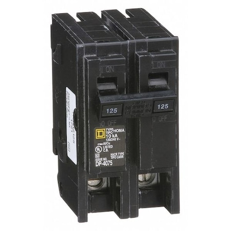 Miniature Circuit Breaker, HOMELINE Series, 125A, 2 Pole, 240V AC, 10kA at 240V AC MPN:HOM2125