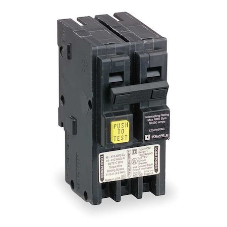 Miniature Circuit Breaker, HOMELINE Series, 25A, 2 Pole, 240V AC, 10kA at 240V AC, A Curve MPN:HOM225GFI