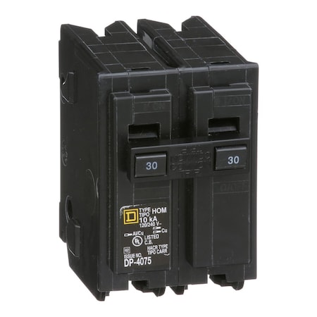 Miniature Circuit Breaker, HOMELINE Series, 30A, 2 Pole, 240V AC, 10kA at 240V AC MPN:HOM2305219