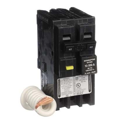 Miniature Circuit Breaker, HOMELINE Series, 40A, 2 Pole, 240V AC, 10kA at 240V AC, A Curve MPN:HOM240GFIC