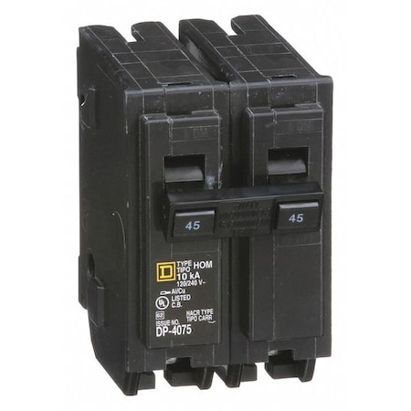Miniature Circuit Breaker, HOMELINE Series, 45A, 2 Pole, 240V AC, 10kA at 240V AC MPN:HOM245