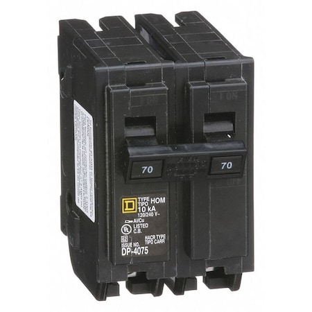 Miniature Circuit Breaker, HOMELINE Series, 70A, 2 Pole, 240V AC, 10kA at 240V AC MPN:HOM270