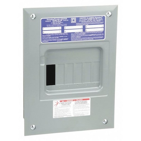 Load Center, 6 Spaces, 100A Amps, 120/240V AC MPN:HOM612L100F