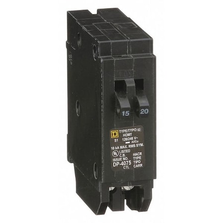 Miniature Circuit Breaker, HOMELINE Series, 15/20A, 1 Pole, 120V AC, 10kA at 120V AC MPN:HOMT1520