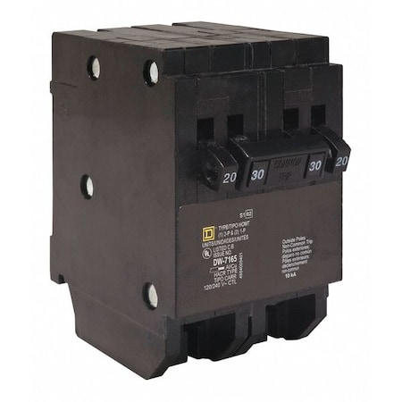 Miniature Circuit Breaker, HOMELINE Series, 20A, 2x1, 1x2 Pole, 120/240V AC, 10kA at 120/240V AC MPN:HOMT2020225