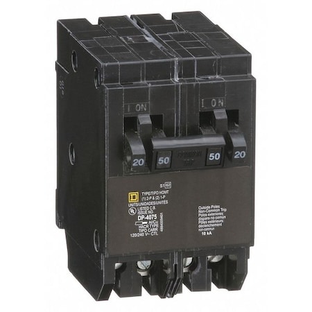 Miniature Circuit Breaker, HOMELINE Series, 20A, 2x1, 1x2 Pole, 120/240V AC, 10kA at 120/240V AC MPN:HOMT2020250