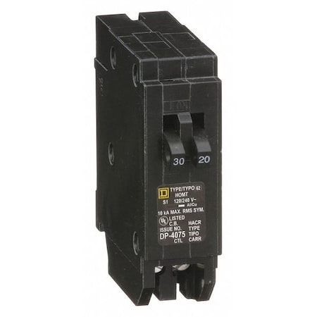 Miniature Circuit Breaker, HOMELINE Series, 30A, 1 Pole, 120V AC, 10kA at 120/240V AC MPN:HOMT3020