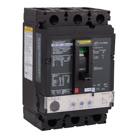 Molded Case Circuit Breaker, POWERPACT H Series, 100A, 3 Pole, 600V AC, 200kA at 240V AC MPN:HRL36100U31X