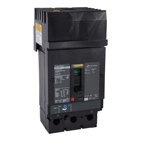 Molded Case Circuit Breaker, POWERPACT J Series, 200A, 2 Pole, 600V AC, 25kA at 240V AC MPN:JDA262004