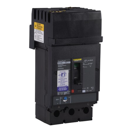 Molded Case Circuit Breaker, POWERPACT J Series, 200A, 3 Pole, 600V AC, 25kA at 240V AC MPN:JDA36200SA