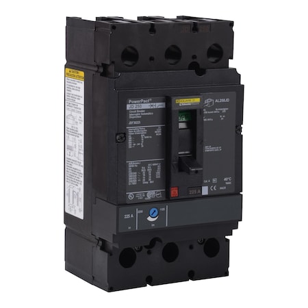 Molded Case Circuit Breaker, POWERPACT J Series, 200A, 3 Pole, 600V AC, 25kA at 240V AC MPN:JDF36200