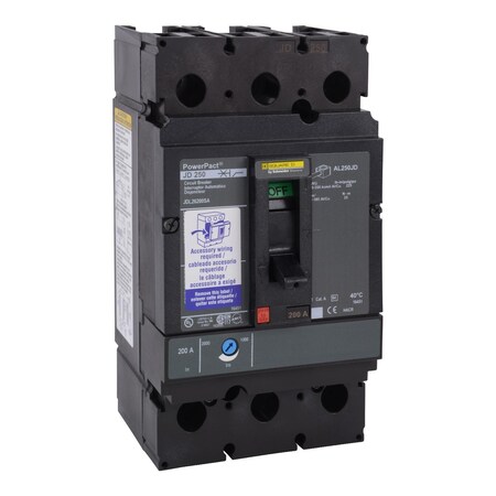 Molded Case Circuit Breaker, POWERPACT J Series, 250A, 2 Pole, 600V AC, 25kA at 240V AC MPN:JDL26250LC