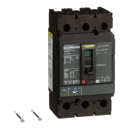 Molded Case Circuit Breaker, POWERPACT J Series, 200A, 3 Pole, 600V AC, 25kA at 240VAC MPN:JDL36200SA