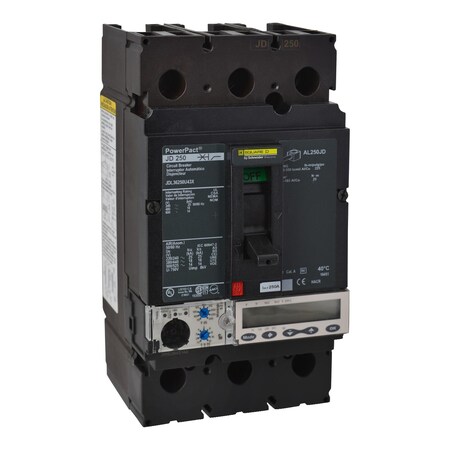 Molded Case Circuit Breaker, POWERPACT J Series, 250A, 3 Pole, 600V AC, 25kA at 240V AC MPN:JDL36250U43X