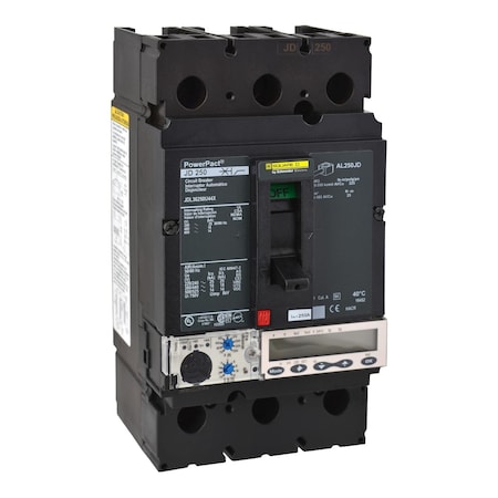 Molded Case Circuit Breaker, POWERPACT J Series, 250A, 3 Pole, 600V AC, 25kA at 240V AC MPN:JDL36250U44X