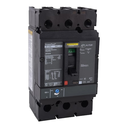 Molded Case Circuit Breaker, POWERPACT J Series, 225A, 3 Pole, 600V AC, 25kA at 240V AC MPN:JDP36225