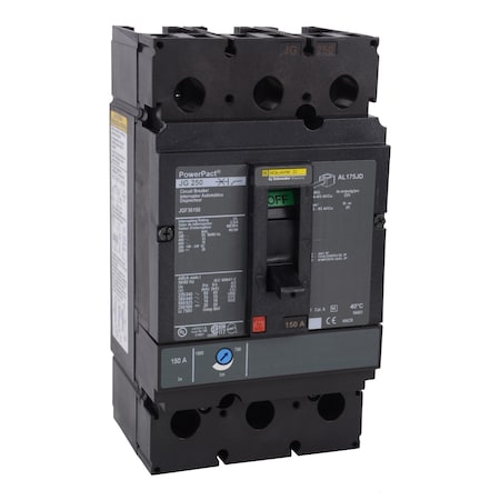 Molded Case Circuit Breaker, POWERPACT J Series, 175A, 3 Pole, 600V AC, 65kA at 240V AC MPN:JGF36175