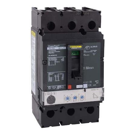 Molded Case Circuit Breaker, POWERPACT J Series, 250A, 3 Pole, 277/480V AC, 65kA at 240V AC MPN:JGL34250WU31X
