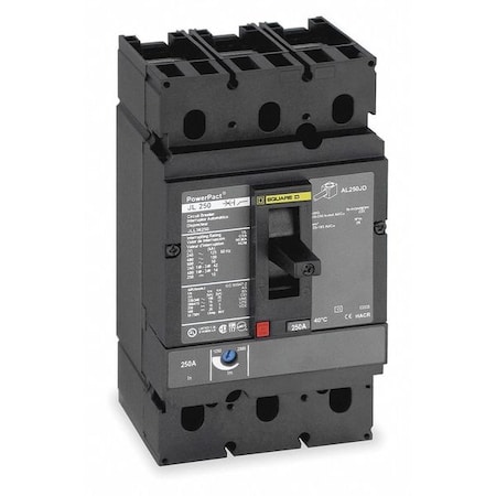 Molded Case Circuit Breaker, POWERPACT J Series, 250A, 3 Pole, 600V AC, 65kA at 240V AC MPN:JGL36000S25