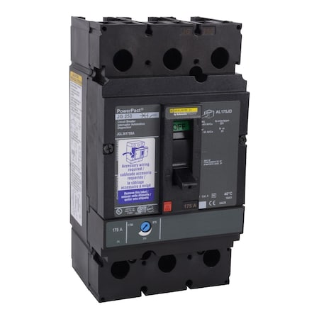 Molded Case Circuit Breaker, POWERPACT J Series, 200A, 3 Pole, 600V AC, 65kA at 240V AC MPN:JGL36200SA