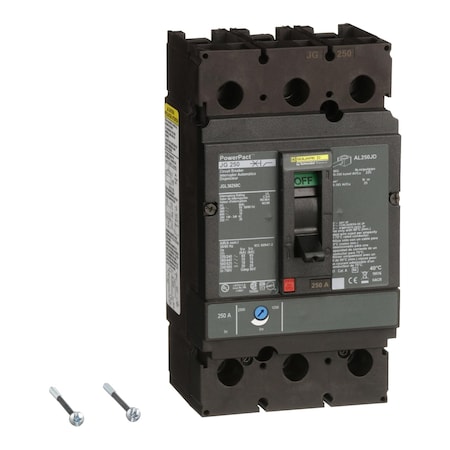 Molded Case Circuit Breaker, POWERPACT J Series, 250A, 3 Pole, 600V AC, 65kA at 240V AC MPN:JGL36250C
