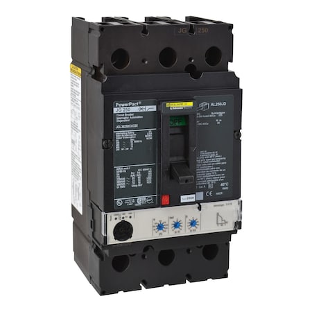 Molded Case Circuit Breaker, POWERPACT J Series, 250A, 3 Pole, 600V AC, 65kA at 240V AC MPN:JGL36250CU33X