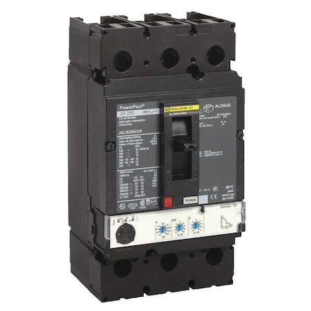 Molded Case Circuit Breaker, POWERPACT J Series, 250A, 3 Pole, 600V AC, 65kA at 240V AC MPN:JGL36250U31X