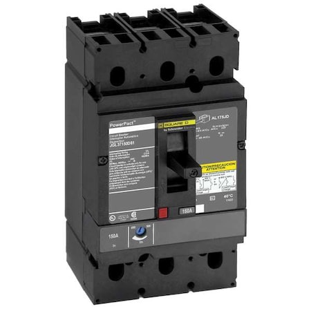 Molded Case Circuit Breaker, POWERPACT J Series, 100A, 3 Pole, 600V AC, 65kA at 240V AC MPN:JGL37100D81