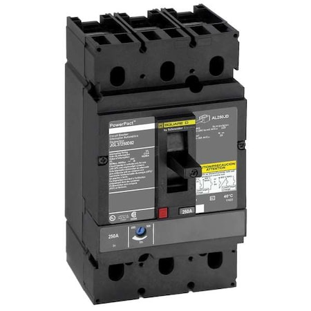 Molded Case Circuit Breaker, POWERPACT J Series, 200A, 3 Pole, 600V AC, 65kA at 240V AC MPN:JGL37200D82
