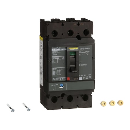 Molded Case Circuit Breaker, POWERPACT J Series, 200A, 3 Pole, 600V AC, 65kA at 240V AC MPN:JGP36200