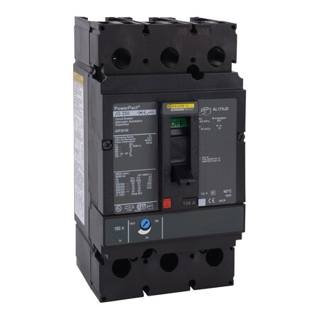 Molded Case Circuit Breaker, POWERPACT J Series, 225A, 3 Pole, 600V AC, 65kA at 240V AC MPN:JGP36225