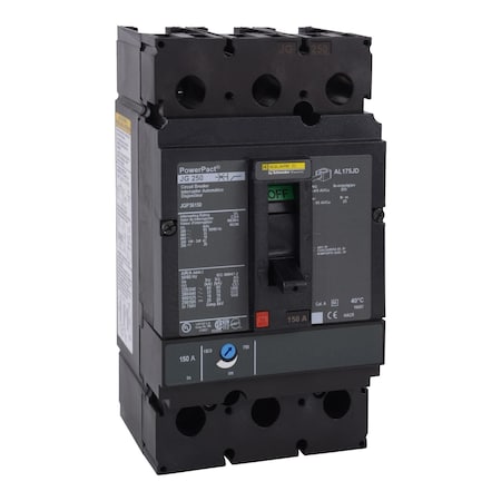 Molded Case Circuit Breaker, POWERPACT J Series, 250A, 3 Pole, 600V AC, 65kA at 240V AC MPN:JGP36250