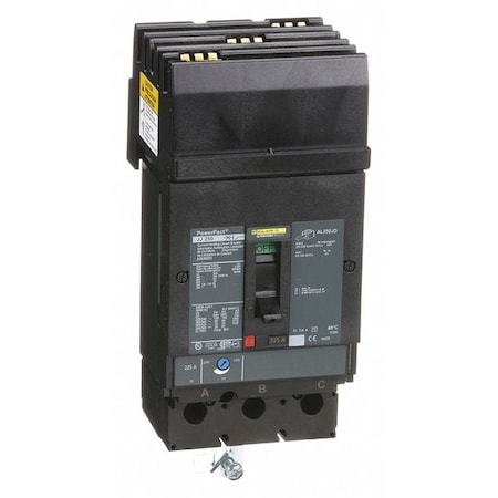 Molded Case Circuit Breaker, POWERPACT J Series, 225A, 3 Pole, 600V AC, 100kA at 240VAC MPN:JJA36225