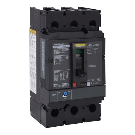 Molded Case Circuit Breaker, POWERPACT J Series, 175A, 3 Pole, 600V AC, 100kA at 240V AC MPN:JJF36175