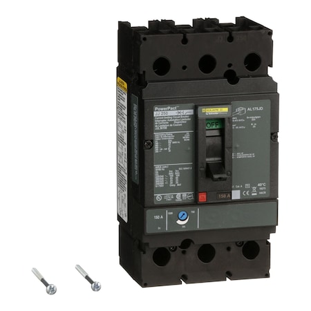 Molded Case Circuit Breaker, POWERPACT J Series, 150A, 3 Pole, 600V AC, 100kA at 240VAC MPN:JJL36150