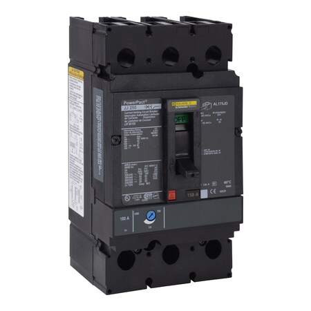 Molded Case Circuit Breaker, POWERPACT J Series, 225A, 3 Pole, 600V AC, 100kA at 240V AC MPN:JJL36225C