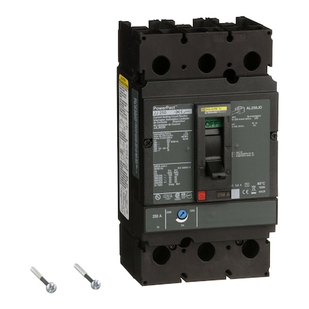 Molded Case Circuit Breaker, POWERPACT J Series, 250A, 3 Pole, 600V AC, 100kA at 240VAC MPN:JJL36250