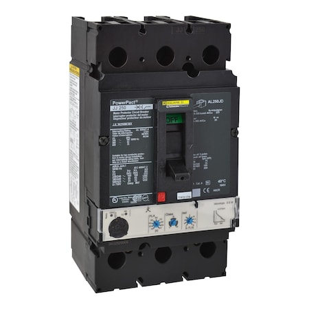 Molded Case Circuit Breaker, POWERPACT J Series, 250A, 3 Pole, 600V AC, 100kA at 240V AC MPN:JJL36250M38X