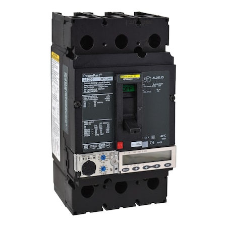 Molded Case Circuit Breaker, POWERPACT J Series, 250A, 3 Pole, 600V AC, 100kA at 240V AC MPN:JJL36250U43X