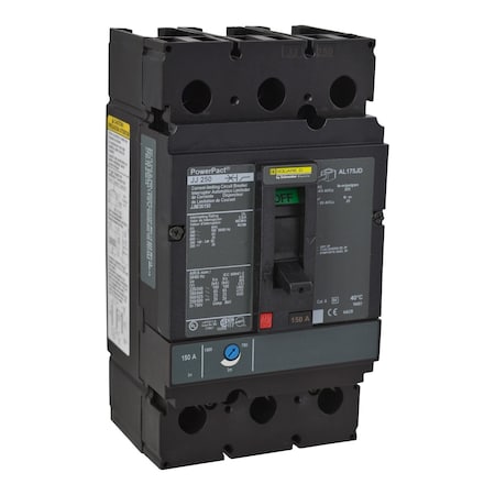 Molded Case Circuit Breaker, POWERPACT J Series, 200A, 3 Pole, 600V AC, 100kA at 240V AC MPN:JJM36200