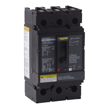 Molded Case Circuit Breaker, POWERPACT J Series, 250A, 3 Pole, 600V AC, 125kA at 240V AC MPN:JLL36000S25